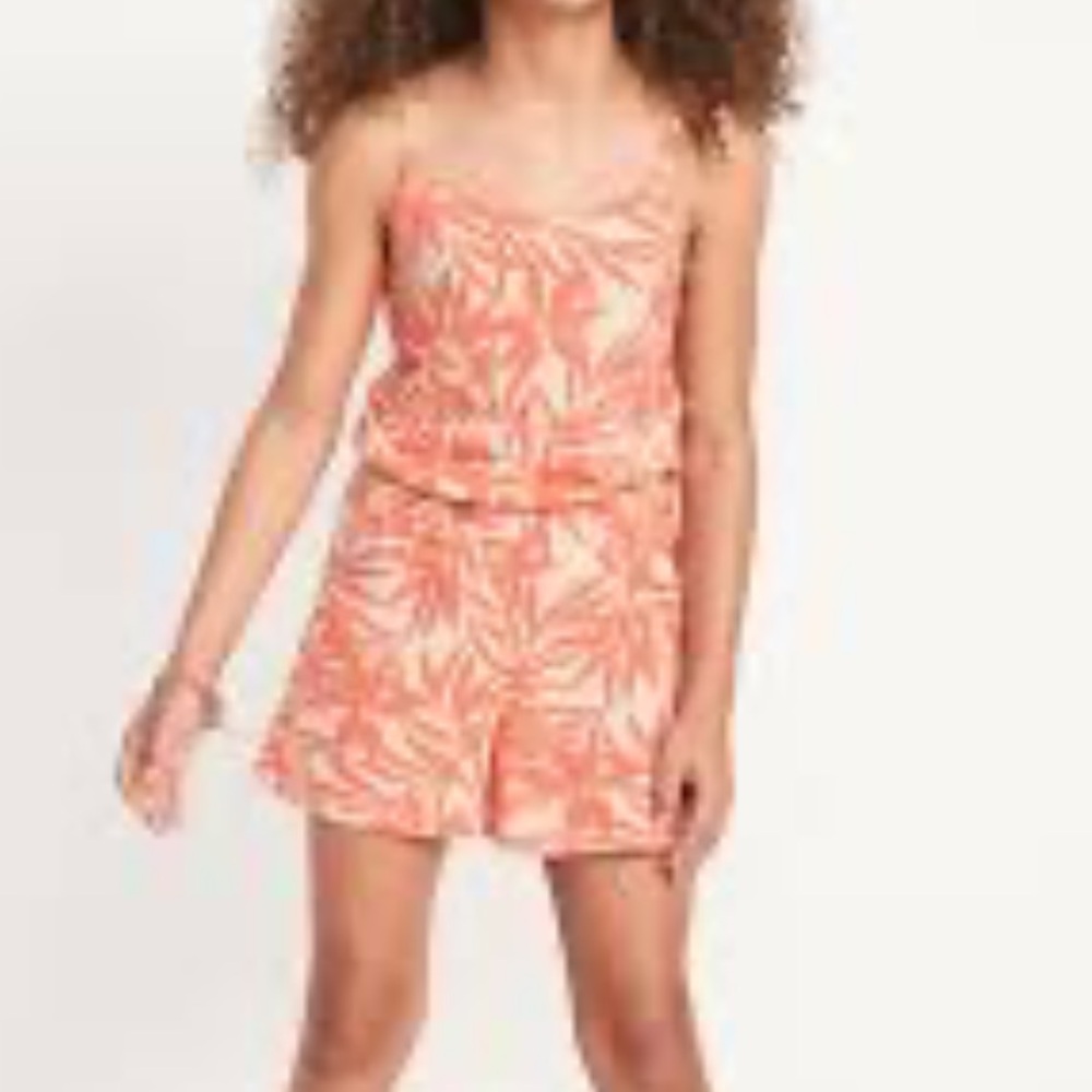 Old Navy Girls Tropical Leaf Print Cami Romper Size 8